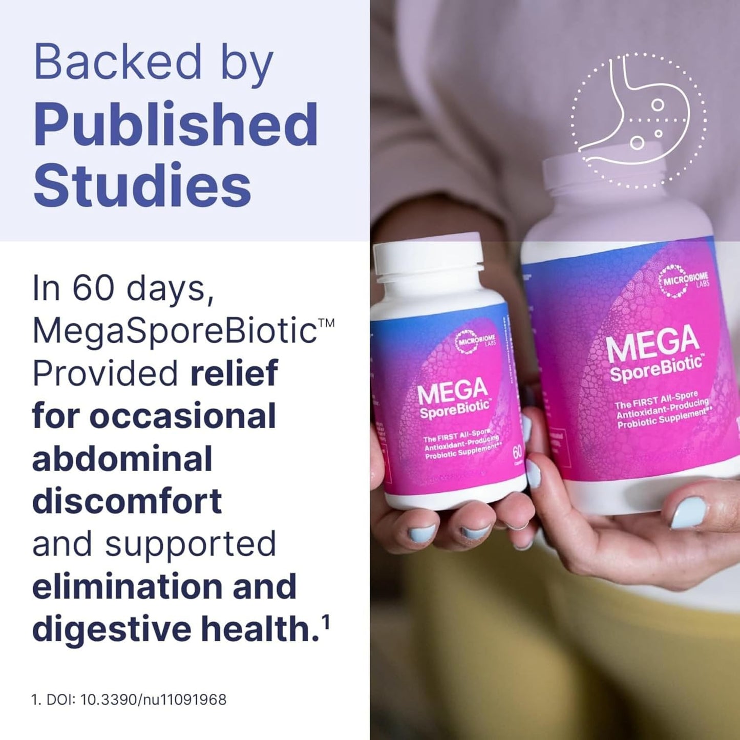 Microbiome Labs MegaSporeBiotic Plus with Antioxidants - Spore Based Probiotic, Active Bacteria Daily Supplement for Men & Women, 4 Bacillus Strains for Gut Health - Vegan Probiotics (60 Capsules)