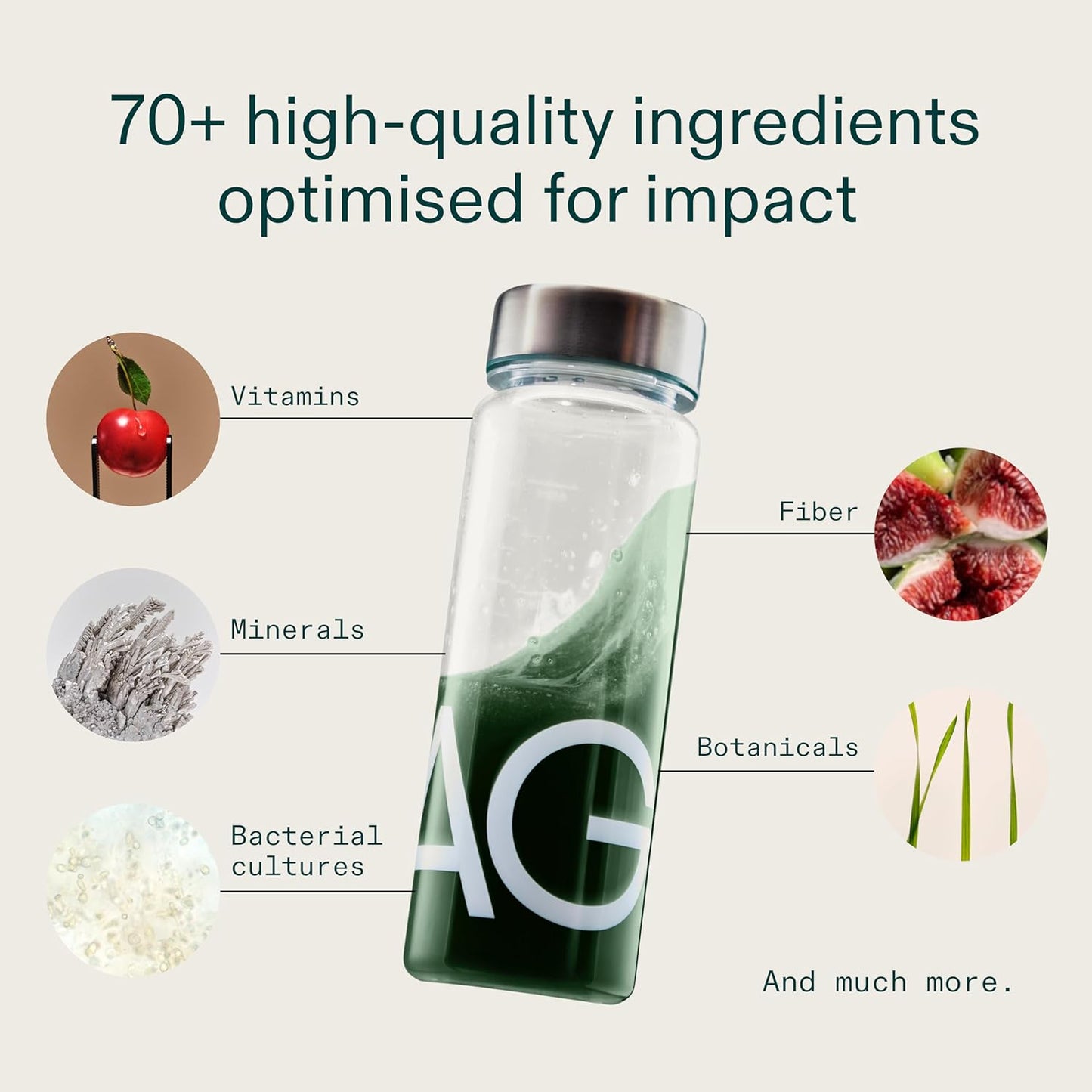 AG1 Greens Powder Supplement | Daily Nutrient Boost: Vitamins, Minerals, Gut-Friendly Bacteria, Gluten Free, Vegan and Keto Friendly | 70+ Ingredients by AG1 Athletic Green