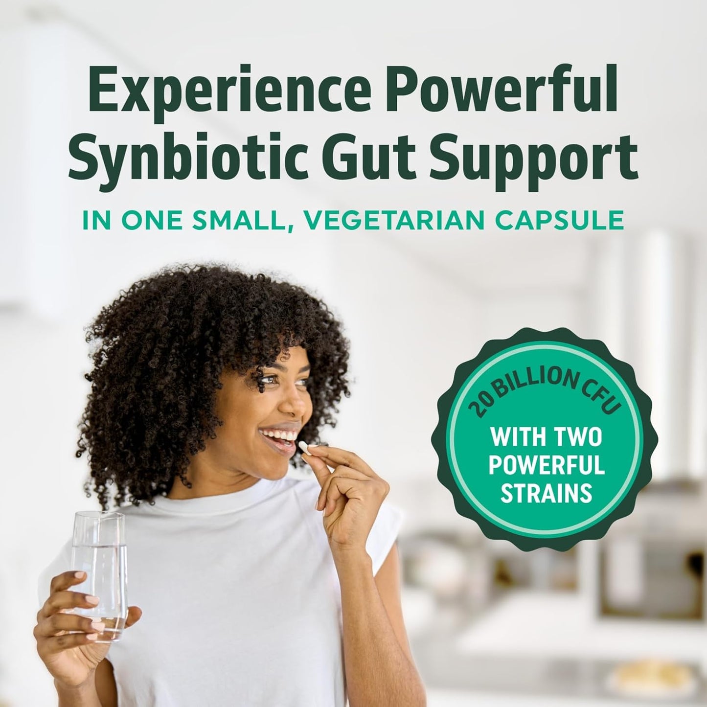 Probiotic and Prebiotic Capsules | Synbiotic Gut Health & Bloating Support for Women & Men | Enzymes with Pre and Probiotics for Gut Health Supplements | 20 Billion CFU | Non-GMO, Vegetarian | 60 Ct