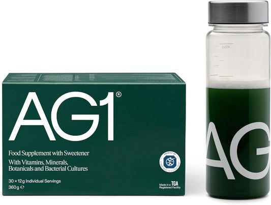 AG1 Greens Powder Supplement | Daily Nutrient Boost: Vitamins, Minerals, Gut-Friendly Bacteria, Gluten Free, Vegan and Keto Friendly | 70+ Ingredients by AG1 Athletic Greens (Travel Packs, 30 Count)