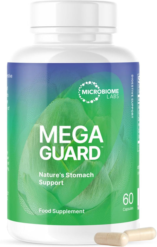 Microbiome Labs MegaGuard (60 Capsules) | Supports Digestive Health - Daily Gut Health Supplement for Occasional Bloating Relief, containing Artichoke Leaf + Ginger Extract for Soothing