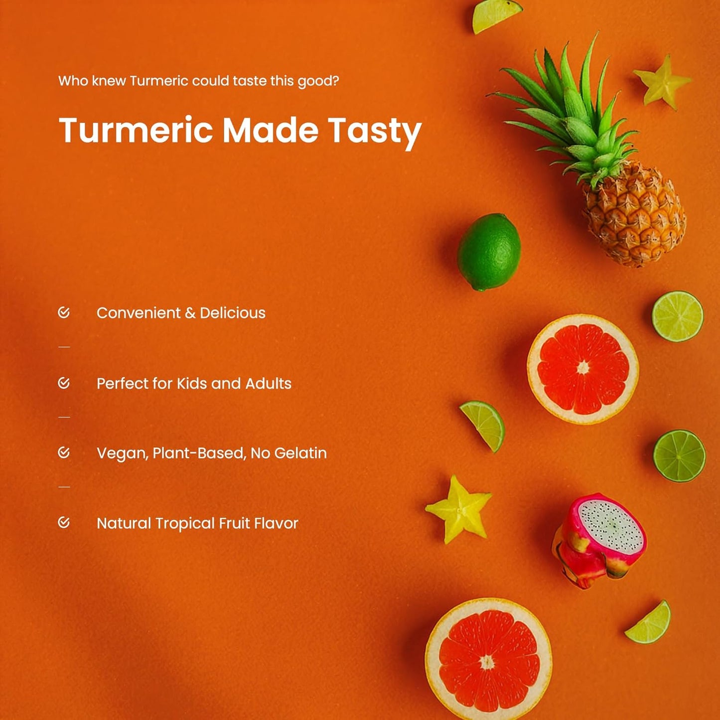 Turmeric Gummies for Adults & Kids with Ginger & Black Pepper Extract | 95% Curcuminoids | Vegan Natural Curcumin | Joint Support | 120 Tumeric Gummy Supplements