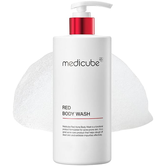 medicube Red Acne Body Wash 14.10 Fl.oz I Low pH and Hydrating Cleanser with Salicylic Acid, Lactic Acid, Niacinamide and Hyaluronic Acid Suitable for Bacne Treatment