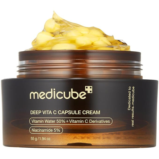 medicube Deep Vitamin C Golden Capsule Face Moisturizer - Liposome Capsules For Wrinkles, Skin Radiance - Transparent Gel for Glow Hydration