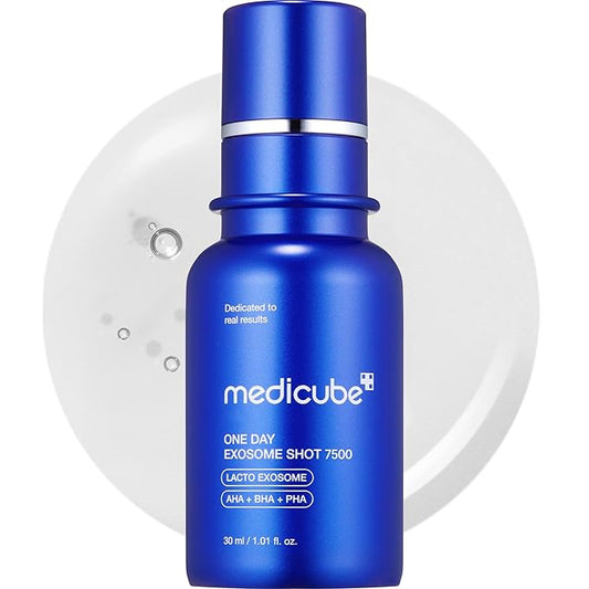 medicube Zero Exosome Shot 7,500 PPM Spicule Facial Serum | Liquid Skin Booster Serum | Exosome, AHA+BHA+PHA | Pore Care, Dead Skin Cells, Skin Texture