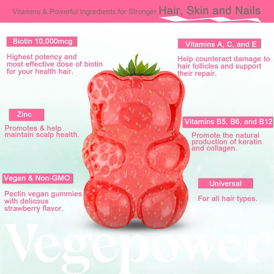 Biotin Gummies for Hair Growth 10000mcg - Vegan Biotin Vitamins Supports Healthy Hair, Skin and Nails, Hair Vitamin Gummy for Women & Men - Non-GMO, Chewable Supplement