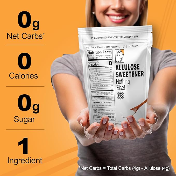 It's Just - Allulose, Sugar Substitute, Keto Friendly Sweetener, Non-Glycemic, Non-GMO (32oz)