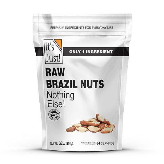It's Just - Raw Brazil Nuts, 2lb, Unsalted, Non-GMO, Keto Friendly, Vegan, No PPO, Large, Premium, Freshly Packaged in USA (32 Ounce)