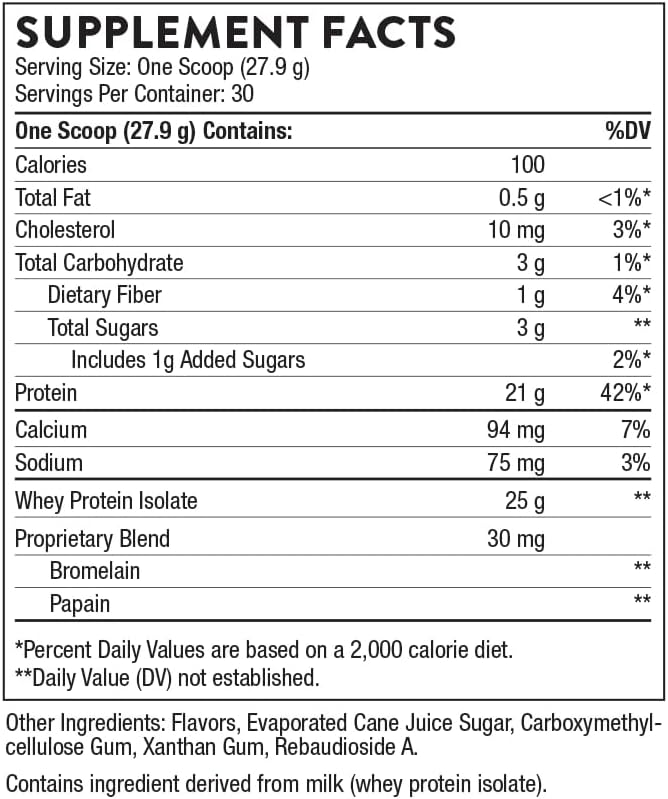 THORNE - Whey Protein Isolate - 21 Grams of Easy-to-Digest Whey Protein Powder - NSF Certified for Sport - Vanilla - 29.5 Ounces - 30 Servings