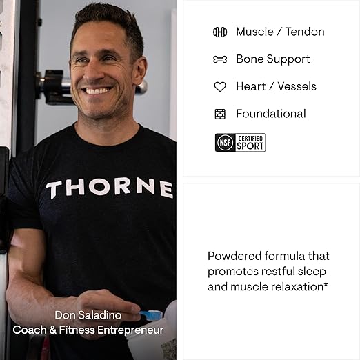 THORNE - Magnesium Bisglycinate - Powdered Magnesium Formula - Support Restful Sleep, Muscle Relaxation, Heart Health, and Metabolism* - NSF Certified for Sport - 60 Servings - 6.5 Oz Jar
