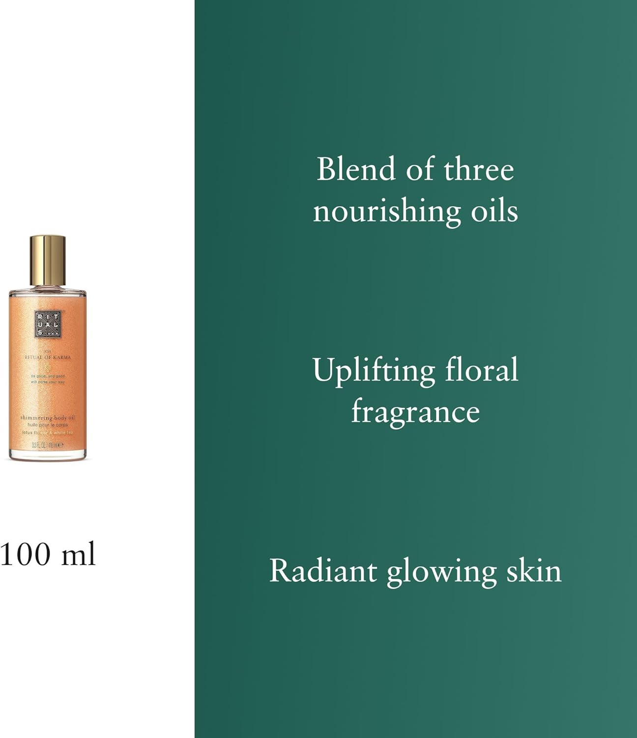 RITUALS Shimmer Body Oil The Ritual of Karma, Illuminating Body Oil for Glowing Skin with Lotus Flower, White Tea Extract and Nourishing Oils, 100ml