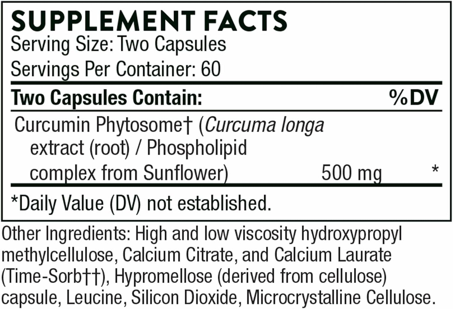 Thorne Curcumin Phytosome 500 mg (Meriva) - 120 Capsules - 60 Servings