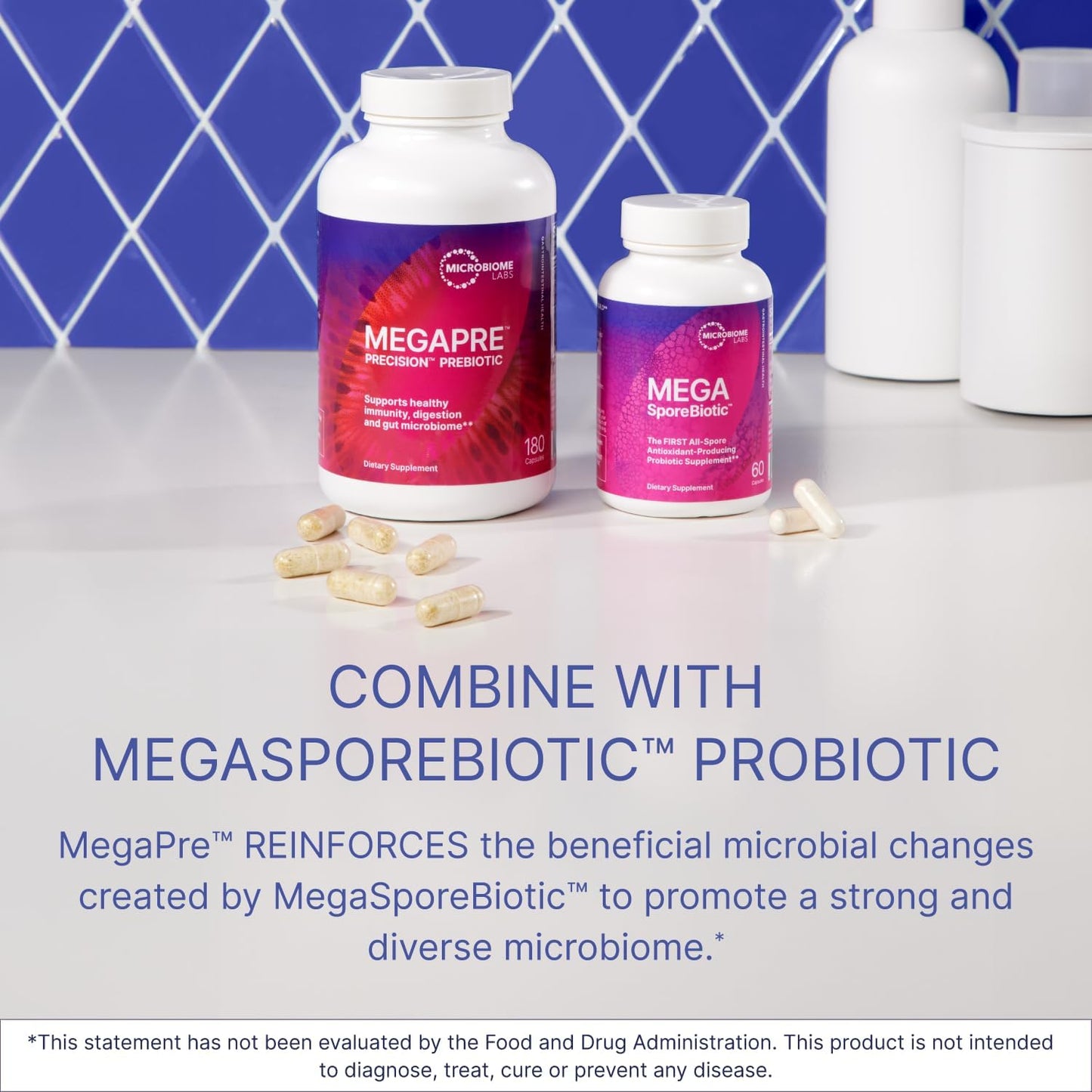 Microbiome Labs MegaPre DF - Dairy-Free Prebiotic Fibre Supplement for Gut Health with Clinically Tested Oligosaccharides – Prebiotics for Akkermansia muciniphila & Microbial Diversity (180 Capsules)