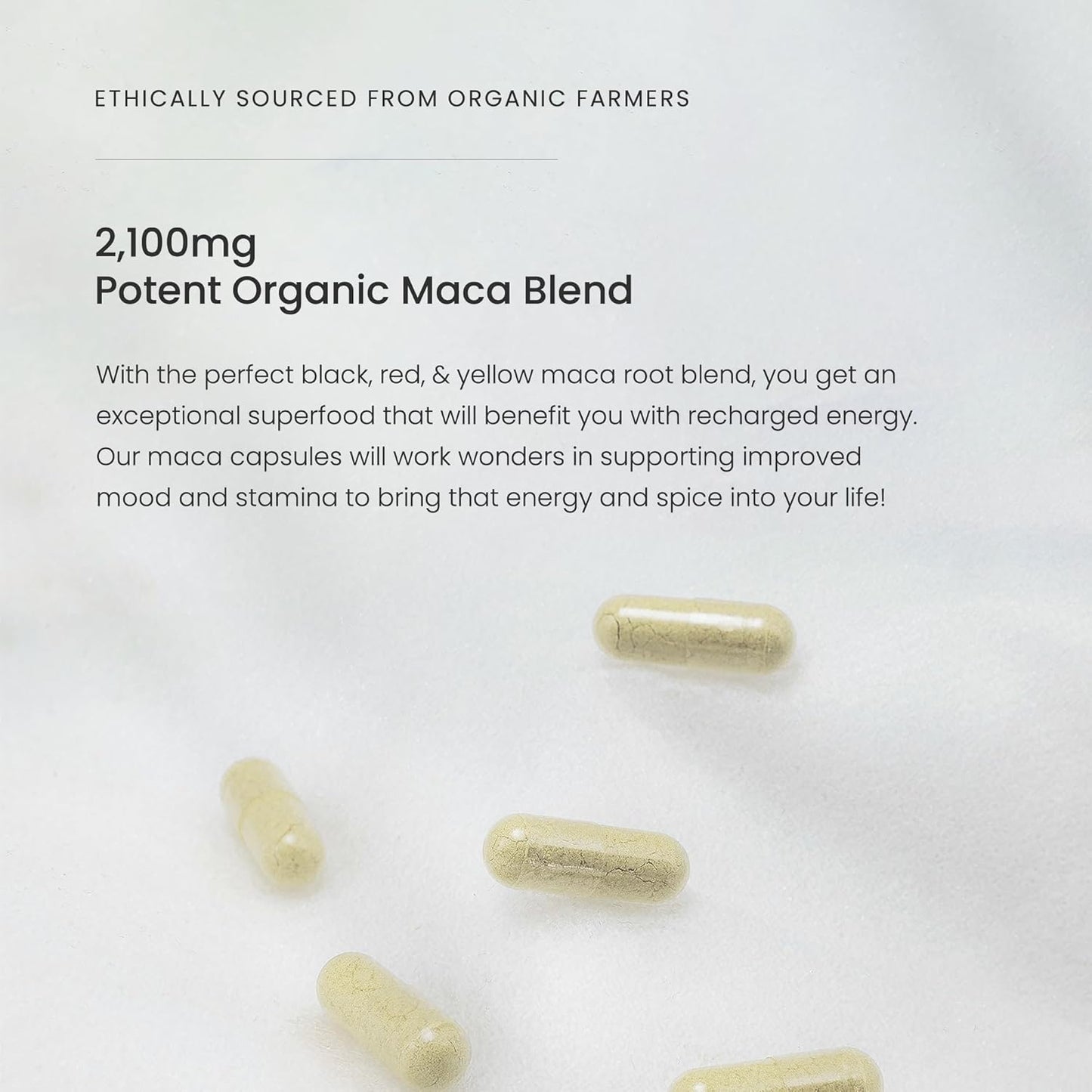 Maca Root Capsules for Women & Men, 2100mg, 180 Capsules, Black, Red & Yellow Peruvian Gelatinized, Highest Potency Maca Root Powder Supplement