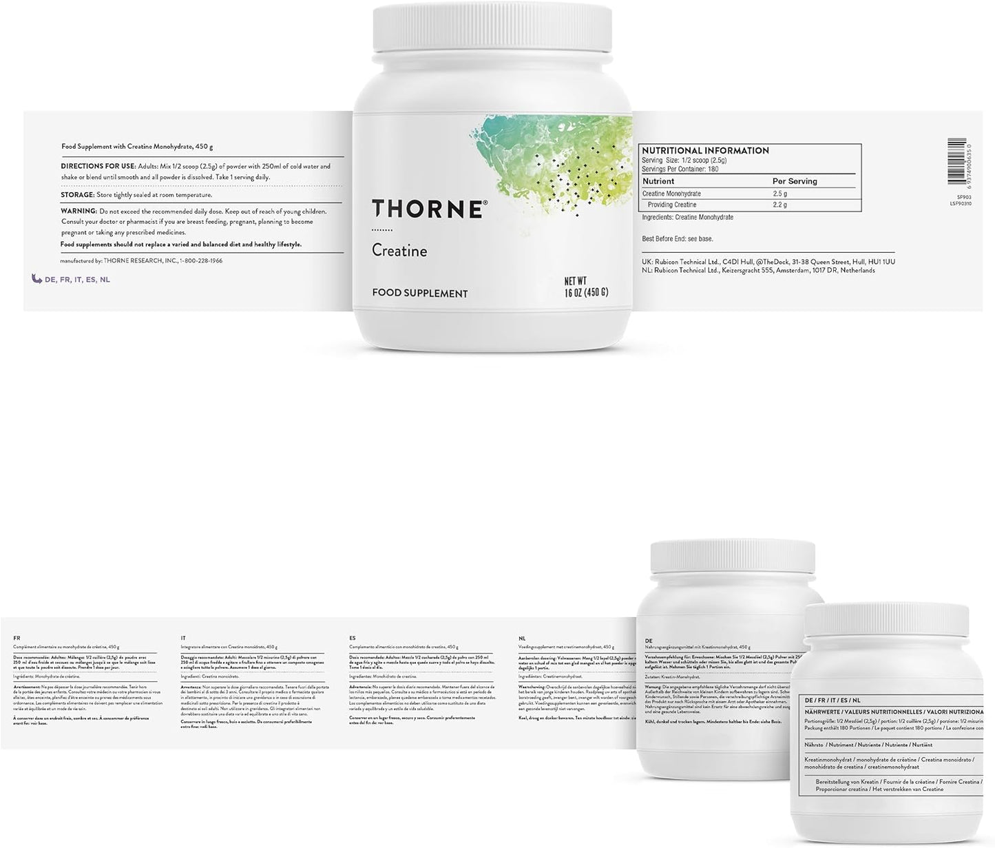 Thorne Creatine - for Physical Endurance, Strength and Lean Body Mass - 450g