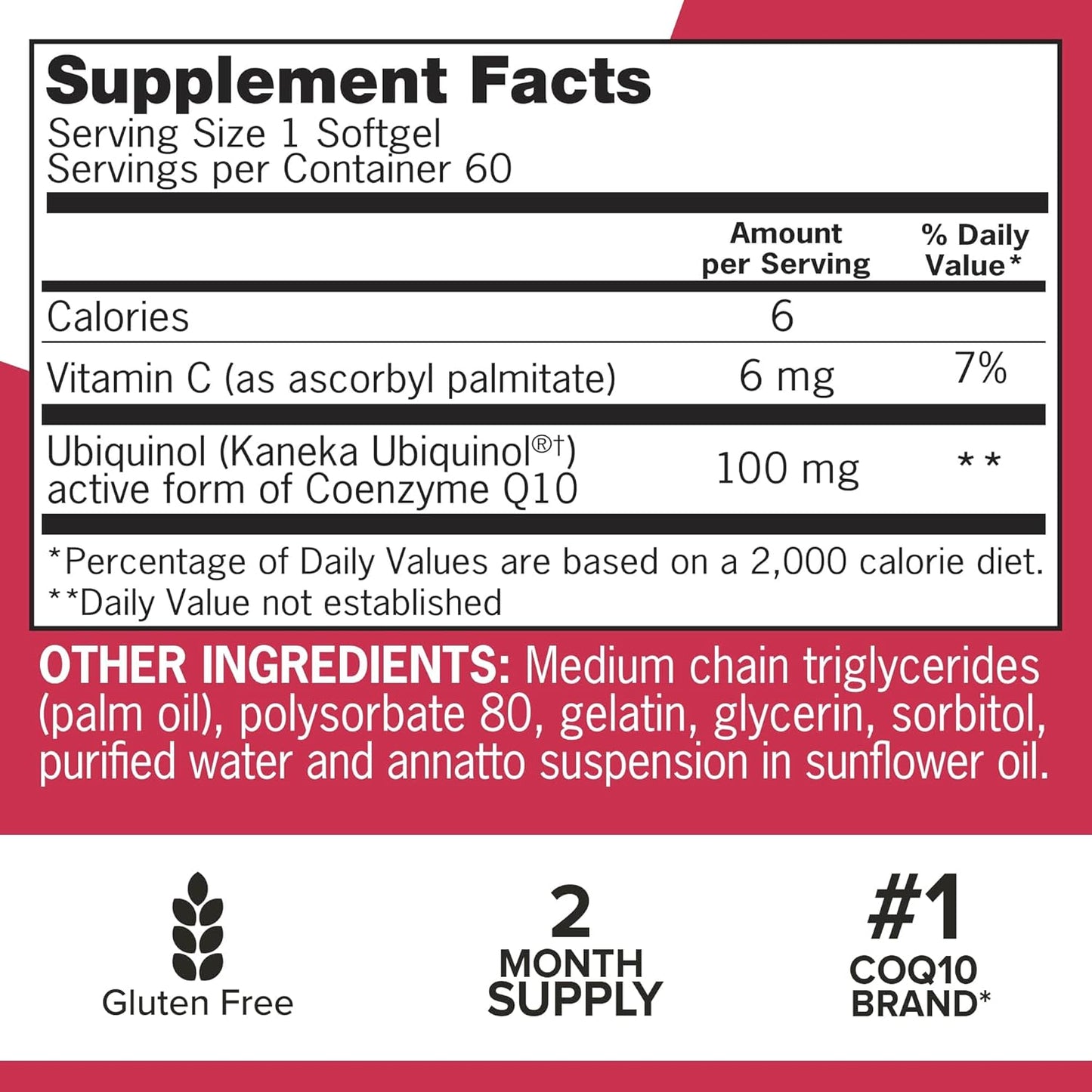 Qunol Mega Ubiquinol CoQ10 100mg, Superior Absorption, Patented Water and Fat Soluble Natural Supplement Form of C0Q10, Antioxidant for Heart Health, 60 Count Softgels