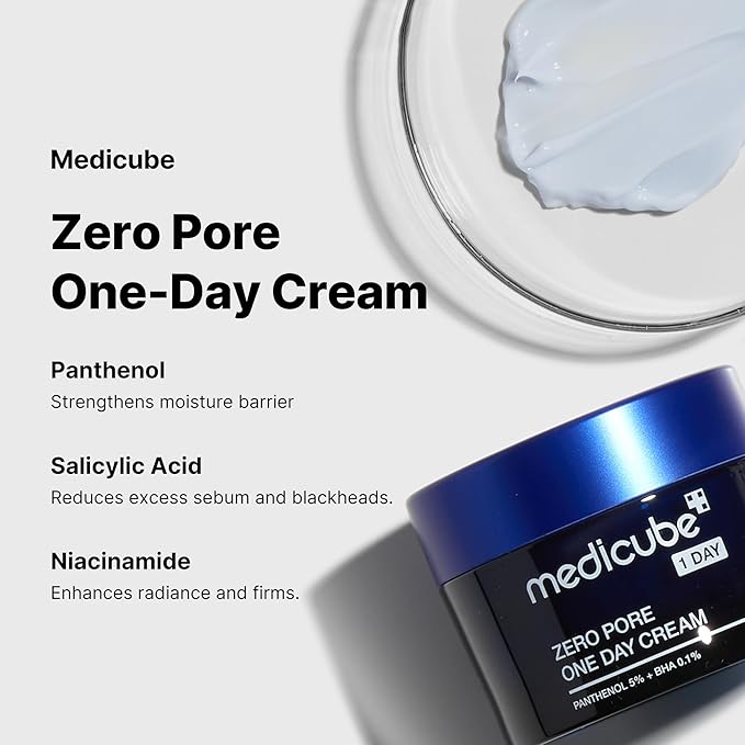 Medicube Zero Pore One-Day Cream 1.7 fl.oz - Visibly Smaller Pores, Controls Excess Oil - Pore Refining Cream with Panthenol, Salicylic Acid, and Niacinamide
