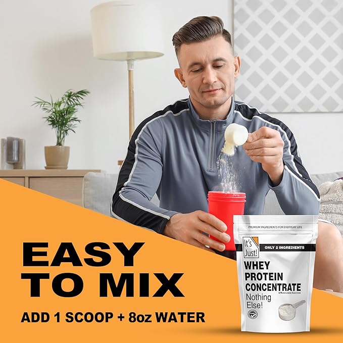 it's Just! - 100% Whey Protein Concentrate, Made in USA, RBST/rBGH Hormone Free, Premium WPC-80, No Added Flavors or Artificial Sweeteners (1.25 Pound, Unflavored)