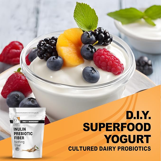 It's Just! - Inulin Prebiotic Fiber, Water Soluble, Chicory Root Powder, Promotes Gut Health, Made in USA, Product of Belgium, Vegan/Keto Friendly