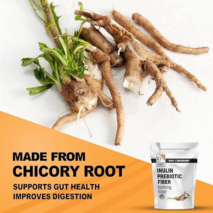 It's Just! - Inulin Prebiotic Fiber, Water Soluble, Chicory Root Powder, Promotes Gut Health, Made in USA, Product of Belgium, Vegan/Keto Friendly