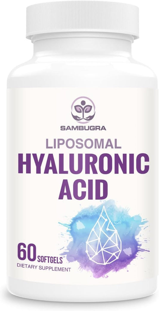 Liposomal Hyaluronic Acid 1000mg, High BioavailabilityHyaluronic Acid Capsules, Dietary Supplement Support Skin and Bones, 60 Capsules