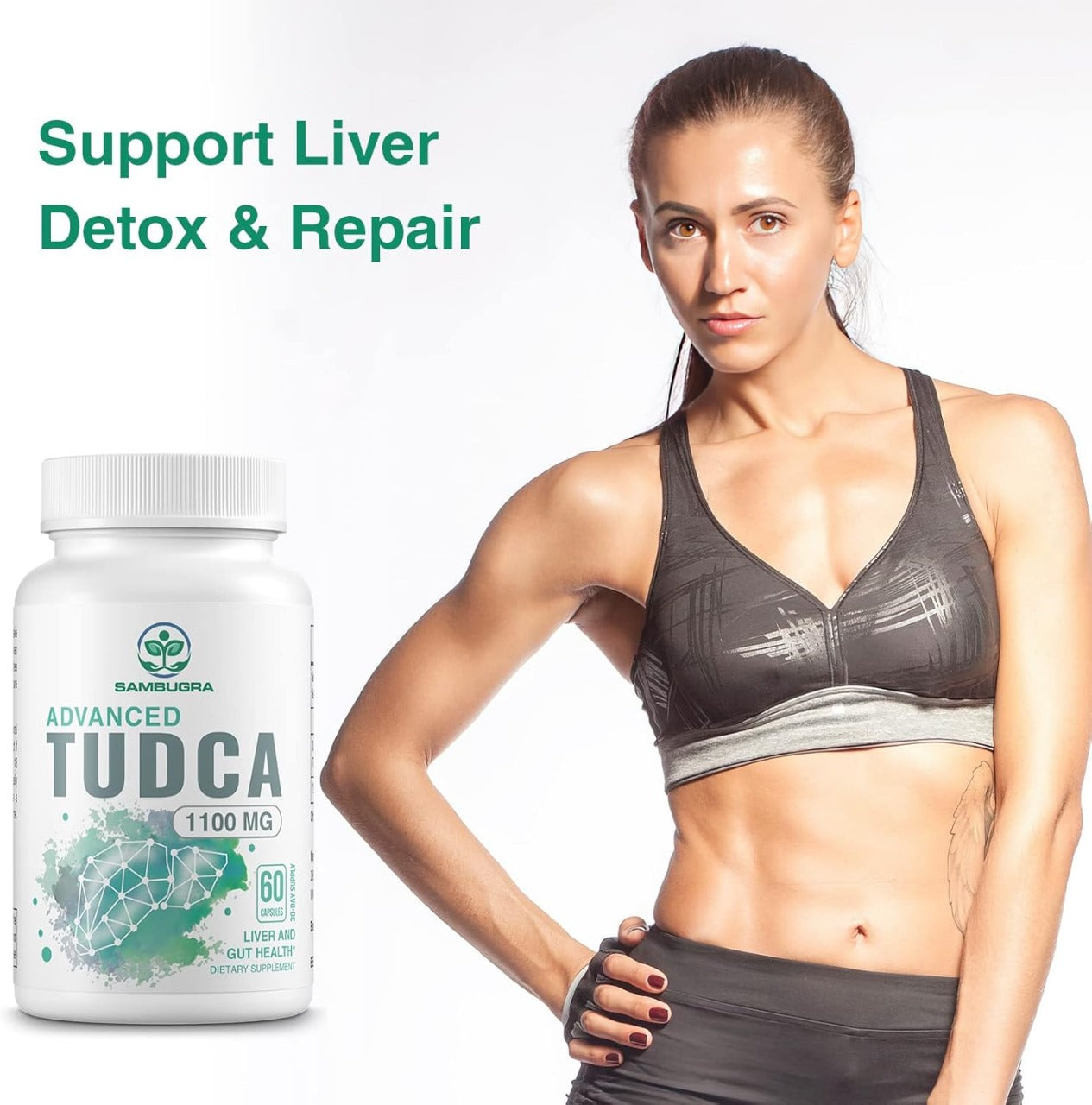 TUDCA Supplements 1100mg and Liposomal Hyaluronic Acid Supplements 1000mg, High Bioavailability Supplement (Pack of 2)